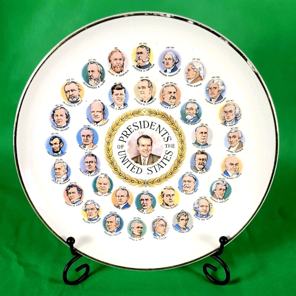 Vintage U.S. Presidents Plate | Gold Trim